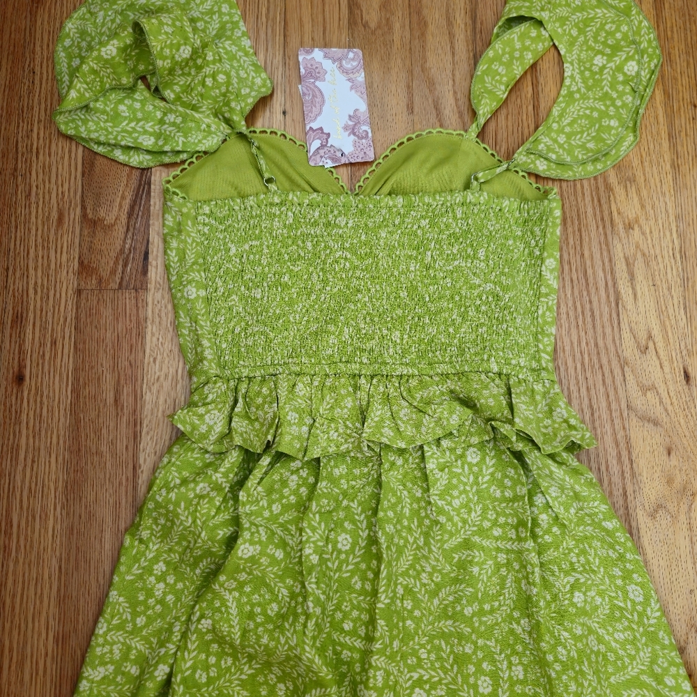 Band of the Free NWT Lime Floral Maxi Women's Dress Size XS - Picture 7 of 9
